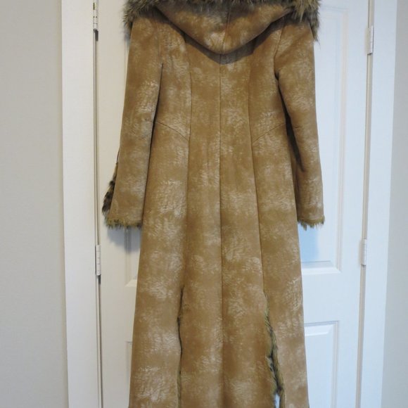 REM Leopard Print Faux Fur Hooded Long Coat Jacket Sz M - Picture 8 of 8
